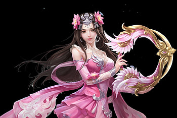 Fantasy girl, pink, black, frumusete, fantasy, girl HD wallpaper