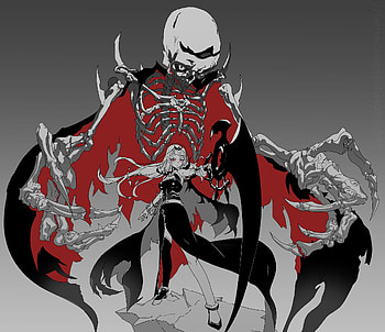 Mori calliope reaper, red, grimm reaper, art, holomyth, grim reaper, black, Halloween, vtuber, hololive HD wallpaper