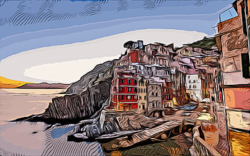 Riomaggiore, La Spezia, Liguria, Italy, , vector art, Riomaggiore drawing, creative art, Riomaggiore art, vector drawing, abstract cityscape HD wallpaper