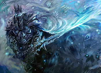 Lich King, winter, arthas, death knight, cold, blade, death, king, light, wow, snow, weapon, frostmourne, world of warcraft, ice HD wallpaper