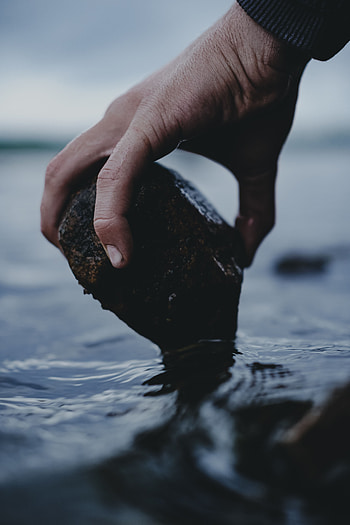 Water, Rock, Hand, Miscellanea, Miscellaneous, Wet, Stone HD phone wallpaper