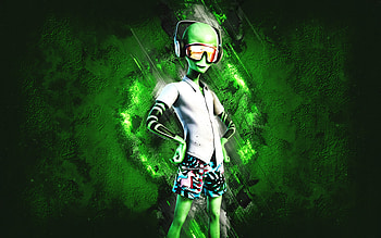 Fortnite Tropical Human Bill Skin, Fortnite, main characters, green stone background, Tropical Human Bill, Fortnite skins, Tropical Human Bill Skin, Tropical Human Bill Fortnite, Fortnite characters HD wallpaper