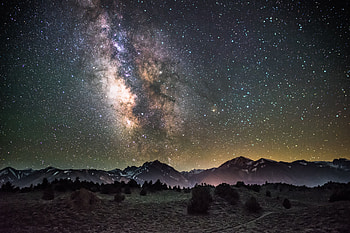 Night, Universe, Mountains, Starry Sky, Galaxy HD wallpaper