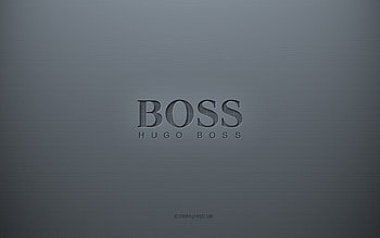 Hugo Boss logo, gray creative background, Hugo Boss emblem, gray paper texture, Hugo Boss, gray background, Hugo Boss 3d logo HD wallpaper