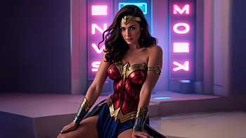 Wonder Woman Amazon Goddess Neon Lights, wonder-woman, superheroes, artwork, art, digital-art, ai, deviantart HD wallpaper