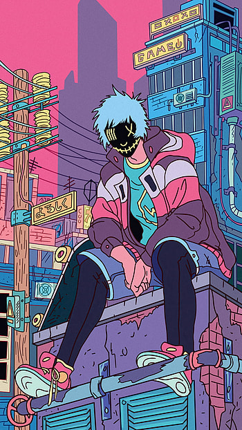 Anime Boy, digital, s3, magenta, art, note 2, compact, Nexus, artist, comics, artwork, Moto G, , design, z1, games, Xperia, z3, Samsung, , funny, mask HD phone wallpaper