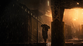 The Penguin in : Noir Rainy Cityscape, The Penguin HD wallpaper
