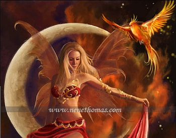 Fire moon girl, fire girl, girl, moon girl HD wallpaper