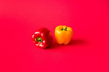Colorful pepper display, Flat background ry, Vibrant and fresh, Still life capture HD wallpaper