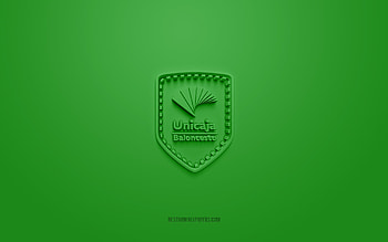 Baloncesto Malaga, creative 3D logo, green background, Spanish basketball team, Liga ACB, Malaga, Spain, 3d art, basketball, Baloncesto Malaga 3d logo HD wallpaper