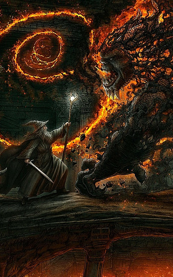 Gandalf vs Balrog, The Lord of the Rings HD phone wallpaper