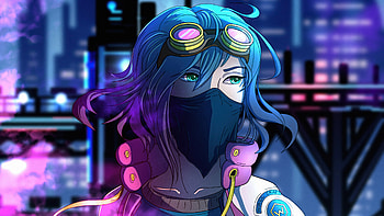 Mask Neon Girl City , mask, neon, artist, artwork, digital-art HD wallpaper