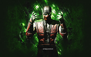 Ermac, Mortal Kombat Mobile, Ermac MK Mobile, Mortal Kombat, green stone background, Mortal Kombat Mobile characters, grunge art, Ermac Mortal Kombat, Classic Ermac HD wallpaper