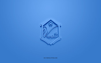 NK Varazdin, creative 3D logo, blue background, Druga HNL, 3d emblem, Croatian football club, Croatian Second Football League, Varazdin, Croatia, 3d art, football, NK Varazdin 3d logo HD wallpaper