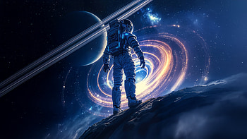Astronaut Interstellar Journey, astronaut, interstellar, space, planet, galaxy, artist, artwork, art, digital-art, ai HD wallpaper