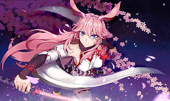 Sakura blossom, Valkyrja, Honkai Impact, video game, warrior HD wallpaper