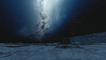 Starfield Quad — Lunar Lander Under the Milky Way, video game, Starfield HD wallpaper