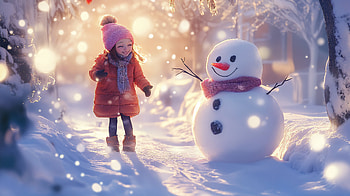 Cute Winter Wonderland: A Snowman Delight in, cute winter, snowman, snow, winter, child HD wallpaper