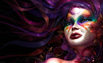 Abstract, Bright, Paint, Girl, Face HD wallpaper