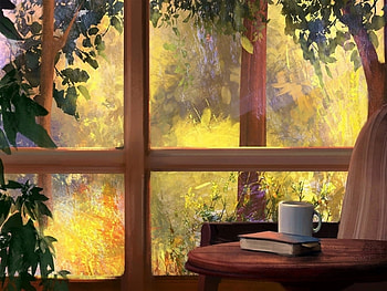 Still Life, Cup, Book, Window, Garden HD wallpaper