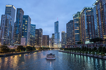 Cities, Rivers, Skyscrapers, Motor Ship HD wallpaper
