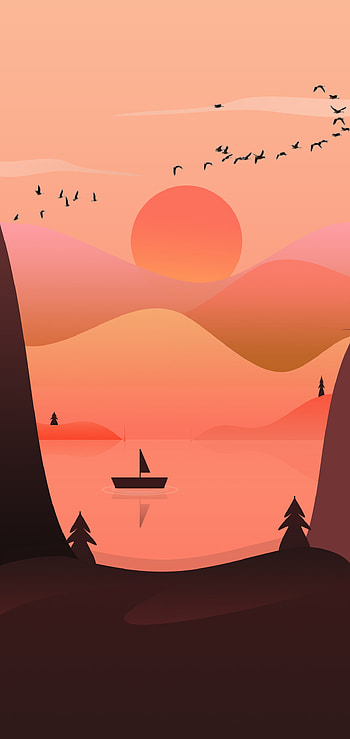 Sunset, atmosphere, sky, silhuette, art, sunset_boat, sun HD phone wallpaper