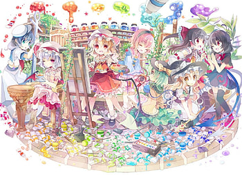 ~Color Me Mine~, murasa minamitsu, komeiji koishi, colorful, hakurei reimu, anime, remilia scarlet, touhou, paint, kirisame marisa, friends, flandre scarlet, houjuu nue, komeiji satori HD wallpaper