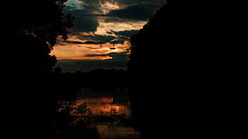 Water, River, Trees, Reflection, Branches, Silhouette, Twilight, Nature, Dark, Background, Sunset, Black, Sky Dark Background HD wallpaper