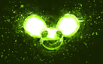 Deadmau5 lime logo, , canadian DJs, lime neon lights, creative, lime abstract background, Joel Thomas Zimmerman, Deadmau5 logo, music stars, Deadmau5 HD wallpaper