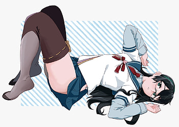 Ooyodo Relaxing, Anime Girl, Laying Down, Green Eyes, Anime, Black Hair, Kantai Collection, Ooyodo, Seifuku, School Uniform, Long Hair, Big Eyes, Glasses, Stockings HD wallpaper
