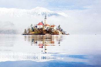 Lake Bled, water, bled, lake, snow HD wallpaper