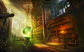 Magic, Fantasy, Lock, Ball, Library, Column, Columns HD wallpaper