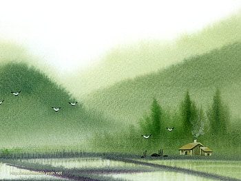 Painting21, painting, art, rural, landscape, sky, nature, mountain HD wallpaper