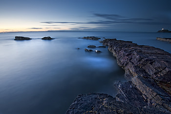 Sea, Nature, Great Britain, Twilight, Dusk, Evening, Lumps, Blocks, United Kingdom HD wallpaper
