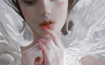 :), art, face, girl, dannylailai, mouth, hand, white, pink, fantasy, lips HD wallpaper