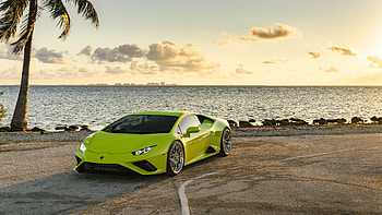 Green Lamborghini Huracan Evo Ocean Background Cars HD wallpaper