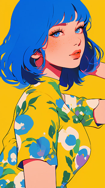 Blue Muse: Artistic Portrait of a Woman with Vibrant Hair – Perfect , woman, artistic, blue hair, Digital Art, portrait HD phone wallpaper