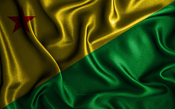 Acre flag, , silk wavy flags, brazilian states, Day of Acre, fabric flags, Flag of Acre, 3D art, Acre, South America, States of Brazil, Acre 3D flag, Brazil HD wallpaper