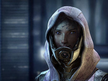 mass effect, mask, x, pc, girl, effect, alien, mass, box, 360 HD wallpaper