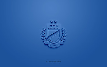 MTK Budapest FC, creative 3D logo, blue background, NB I, 3d emblem, Hungarian football club, Hungary, 3d art, football, MTK Budapest FC 3d logo HD wallpaper
