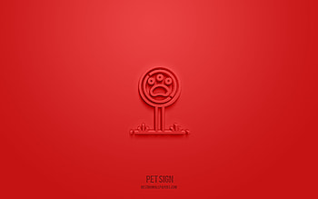 Pet Sign 3d icon, red background, 3d symbols, Pet Sign, warning icons, 3d icons, Pet Sign sign, warning 3d icons HD wallpaper