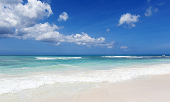 Paradise, chair, sea, sand, beach, ocean waves, waves, clouds, nature, sky, splendor, ocean HD wallpaper