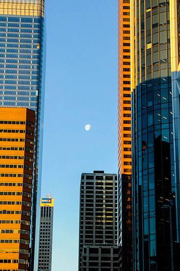 Cities, Architecture, Moon, City, Building, Skyscrapers HD phone wallpaper