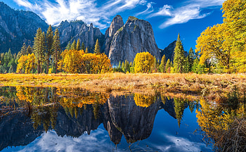 Yosemite National Park, Rocks, Autumn, Trees, California, Lake HD wallpaper
