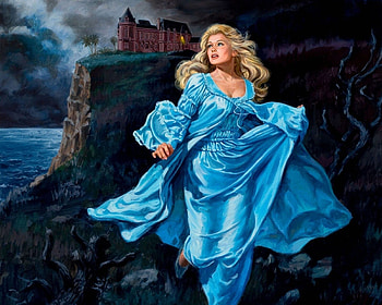 Blue Girl, blue, girl, castle, woman HD wallpaper
