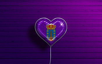 I Love Corunna, , realistic balloons, violet wooden background, Day of Corunna, spanish provinces, flag of Corunna, Spain, balloon with flag, Provinces of Spain, Corunna flag, Corunna HD wallpaper