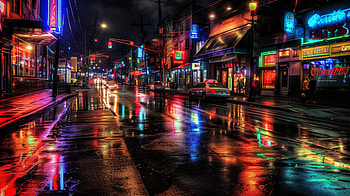 Neon Night Street - R Cityscape, R, city, neon, night, street HD wallpaper