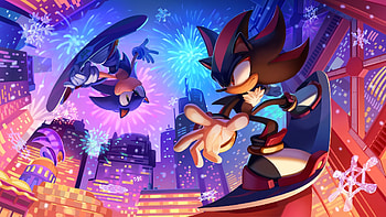 Sonic and Shadow, New Year, Sonic the Hedgehog, Sega, Shadow the Hedgehog HD wallpaper