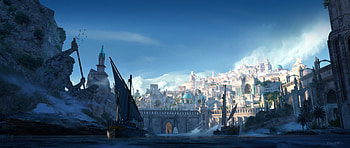 Enchanted Horizon: A Stunning Fantasy Cityscape, fantasy, city, fantasy city HD wallpaper