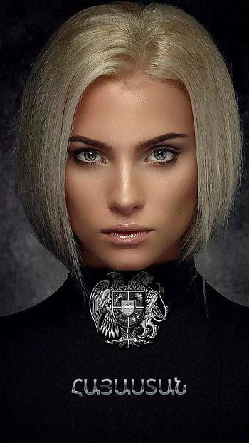 Coat of arms, short-hair, beauty, metal, armenia, serious, blonde, silver HD phone wallpaper